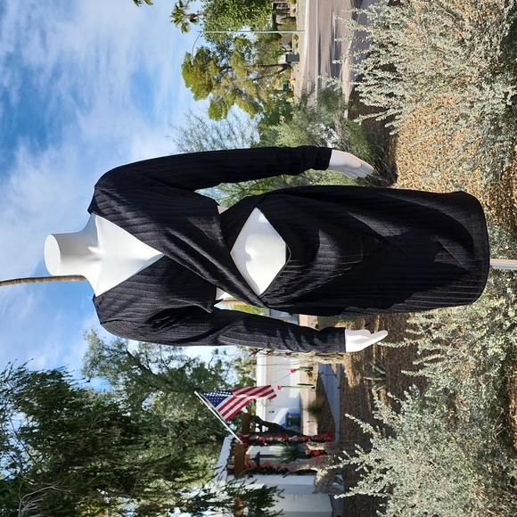 SPIRIT OF GRACE NORDSTROM Black Cut Out Wrap Dress L M Bodycon Criss Cross Front - Picture 14 of 15